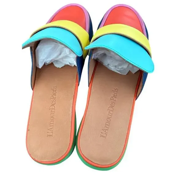 L’Amour Des‎ Pieds SACCAR Women’s Size 9 Multi-Color Slide Loafers - Picture 2 of 5